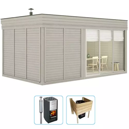 Sauna finlandese tradizionale da esterno ARES Medium 5-6 posti - KIT STANDARD CON STUFA A LEGNA