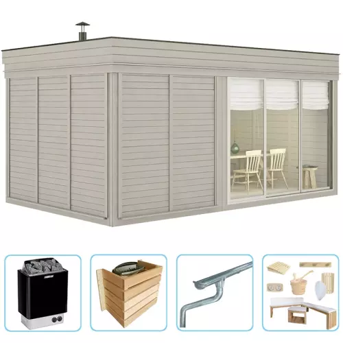 Sauna finlandese tradizionale da esterno ARES Medium 5-6 posti - KIT PRO CON RISCALDATORE ELETTRICO