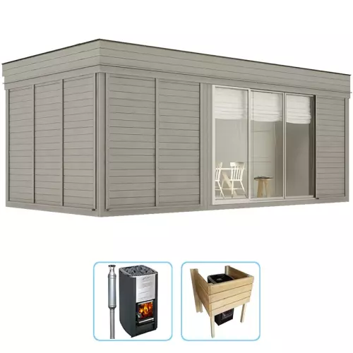 Sauna finlandese tradizionale da esterno ARES Large 5-6 posti - KIT STANDARD CON STUFA A LEGNA