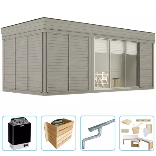 Sauna finlandese tradizionale da esterno ARES 5-6 Large posti - KIT PRO CON RISCALDATORE ELETTRICO