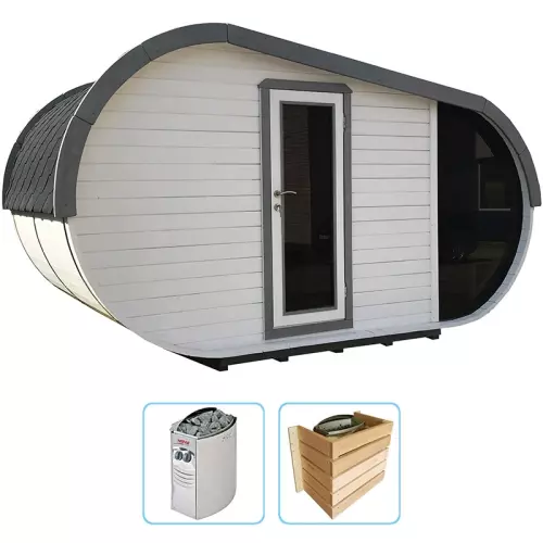 Sauna finlandese tradizionale da esterno LAILA 6-8 posti - KIT STANDARD CON RISCALDATORE ELETTRICO
