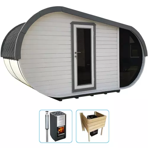 Sauna finlandese tradizionale da esterno LAILA 6-8 posti - KIT STANDARD CON STUFA A LEGNA