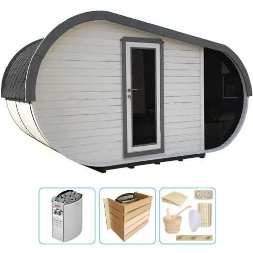 Sauna finlandese tradizionale da esterno LAILA 6-8 posti - KIT PRO CON RISCALDATORE ELETTRICO