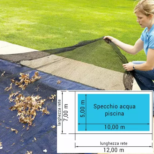 Rete raccogli foglie 12,00 x 7,00 m per piscine fino a 10,00 x 5,00 m
