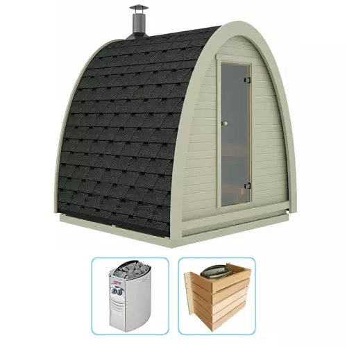 Sauna finlandese tradizionale da esterno SANDER 2-3 posti - KIT STANDARD CON RISCALDATORE ELETTRICO