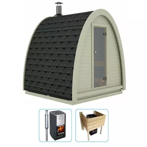 Sauna finlandese tradizionale da esterno SANDER 2-3 posti - KIT STANDARD CON STUFA A LEGNA