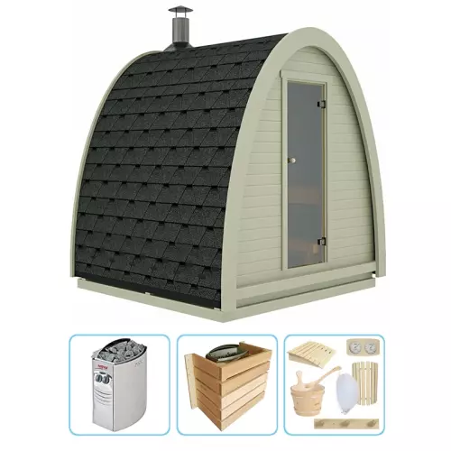 Sauna finlandese tradizionale da esterno SANDER 2-3 posti - KIT PRO CON RISCALDATORE ELETTRICO