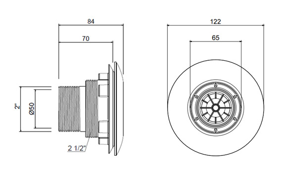 bocchetta 48f e 49f in ABS aqua no pvc dimensioni 