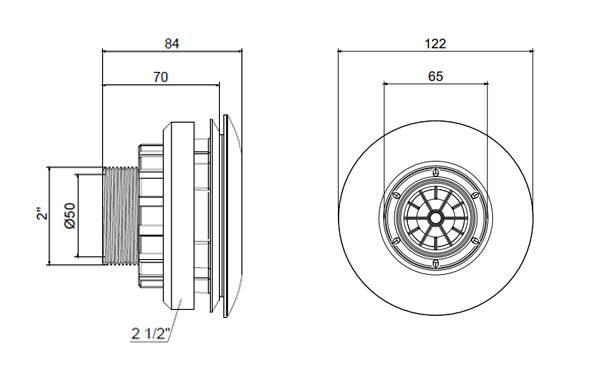 bocchetta 16F e 46F in ABS aqua no pvc dimensioni