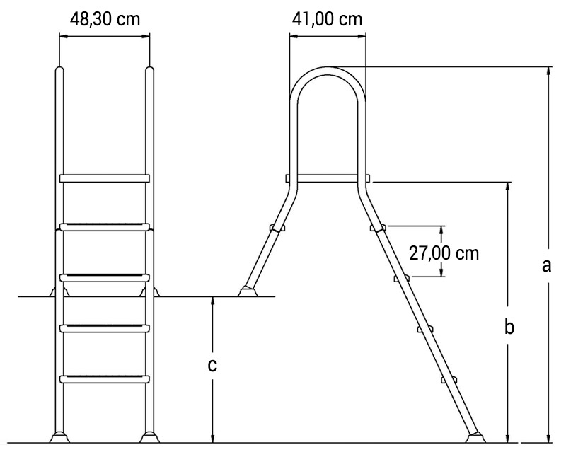 Scaletta PONTE in acciaio Inox per piscine fuori terra