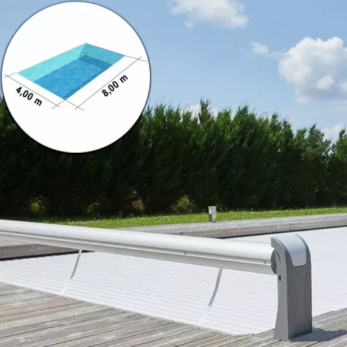 Copertura di sicurezza AERO a tapparella fuori acqua per piscina rettangolare 8 x 4 m