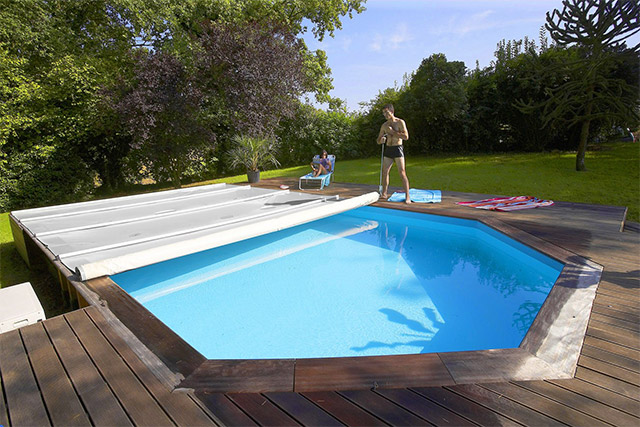 Copertura di Sicurezza a barre BWT P-580 per piscine in legno