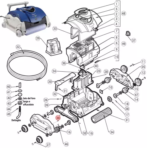 38_Cuscinetto motore per robot Hayward di produzione fino al 2012
