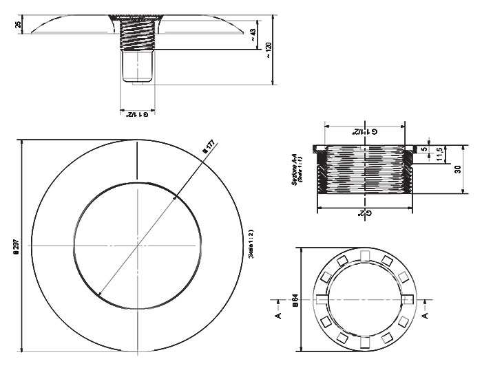 Dimensioni Faro LED per bocchetta piscina Bianco/RGB Aqua &Atilde;&tilde; 297 mm fino a 2980 lumen