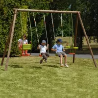 Altalena in legno TULIPANO 4 posti, con dondolo e cavalluccio