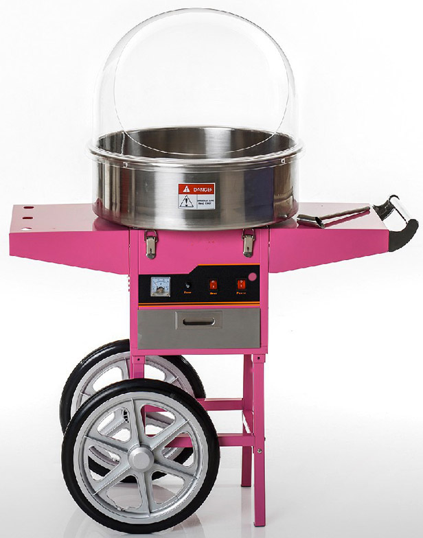 Macchina per zucchero filato con cupola e carrello 