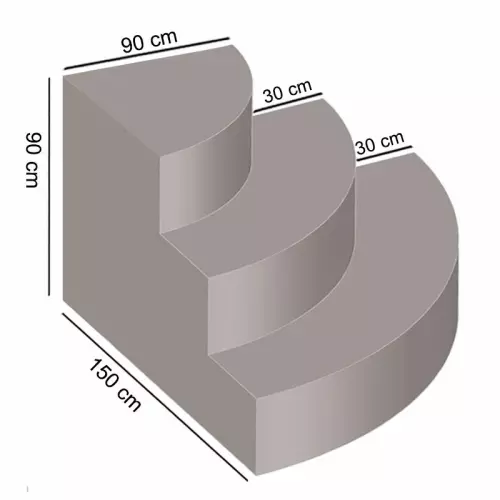 Scala interna MONZA  1,50 x 1,50 h 0,90 m a 3 gradini, per posa sotto liner