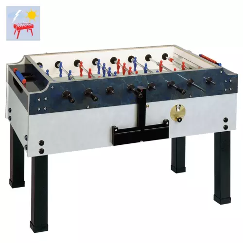 Calciobalilla OLYMPIC OUTDOOR Garlando da esterno, con gettoniera per uso pubblico con vetro superiore