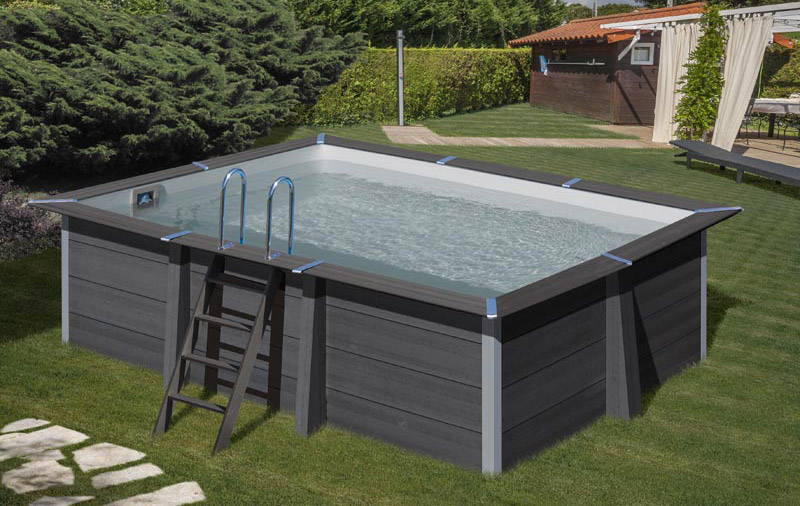 Piscina in legno composito WPC WOOD 4,66 x 3,26 x h.0,96 m