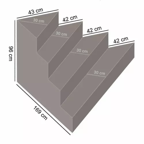 Scala interna PAVIA 1,69 x 1,69 h 0,96 m a 4 gradini, per posa sotto liner