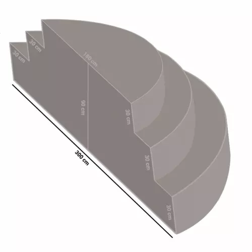 Scala interna IMOLA 1,50 x 3,00 h 0,90 m a 3 gradini, per posa sotto liner