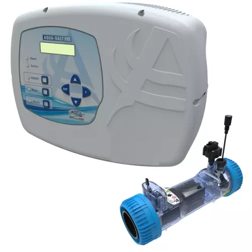 Sterilizzatore AQUA SALT EVO con sensore di flusso e cella elettrolitica per piscine fino a 50 m³