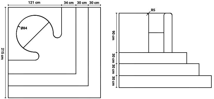 Dimensioni Imbotte Siena con pedana e scalini