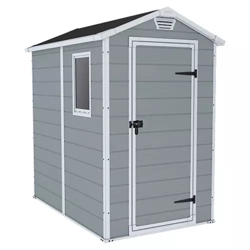 Casetta in resina MANOR 4X6 by Keter da esterno, effetto legno 1,30 x 1,92 x h 1,98 m : Grigio