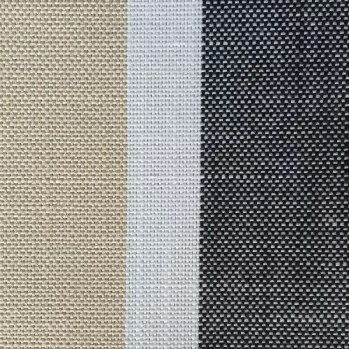 Cuscino da esterno per seduta, 38x38 cm con volant : SAHARA (righe bianche/beige/grigie)