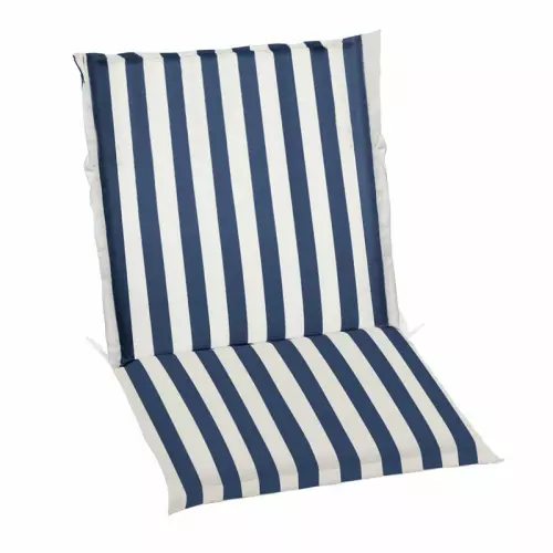 Cuscino da esterno per poltrona bassa, 92x46 cm con volant : Colore ONDABLU (righe bianche/blu)