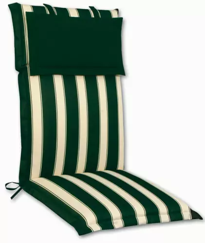 Cuscino da esterno per poltrona alta, 114x46 cm con volant : Colore RIGHE&RIGHE (righe bianche/verdi)
