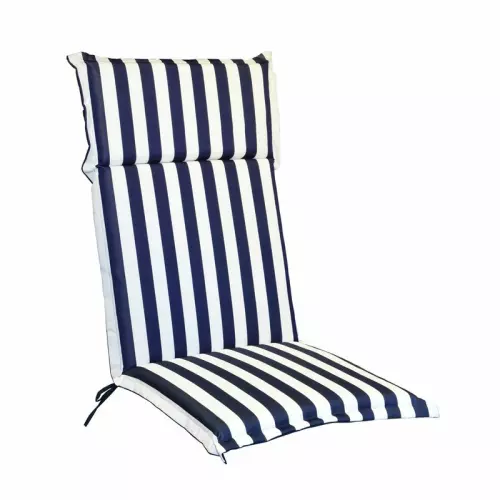 Cuscino da esterno per poltrona alta, 114x46 cm con volant : Colore ONDABLU (righe bianche/blu)