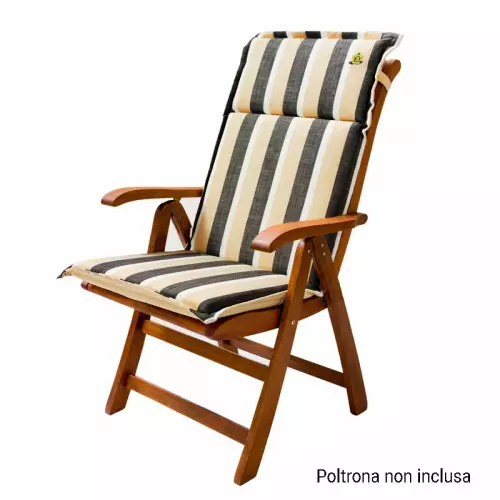 Cuscino da esterno per poltrona alta, 114x46 cm con volant : Colore SAHARA (righe bianche/beige/grigie)