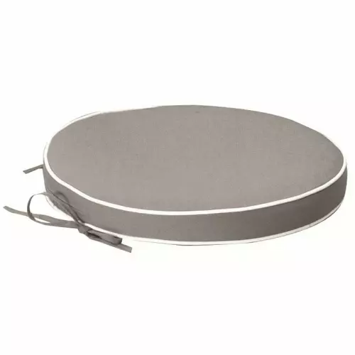 Cuscino da esterno rotondo per seduta, Ø 40 cm con bordino : Colore TORTORA con bordino ecru