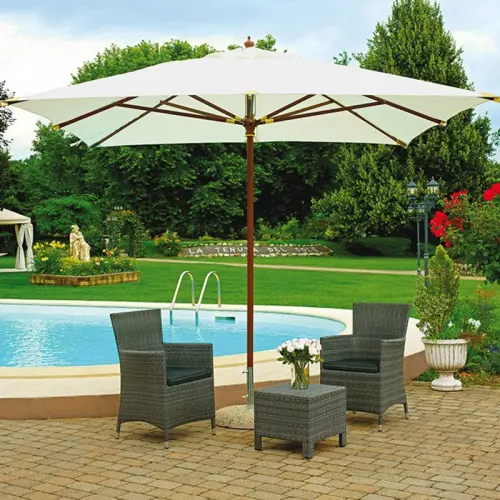 Ombrellone da esterno TOLOSA in legno, a baionetta : Ombrellone quadrato TOLOSA 3x3 m in legno, a baionetta Colore ECRU