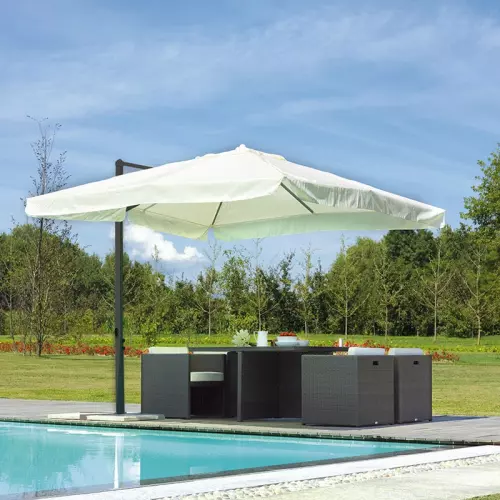Ombrellone quadrato ZANTE 3 x 3 m in alluminio, a manovella