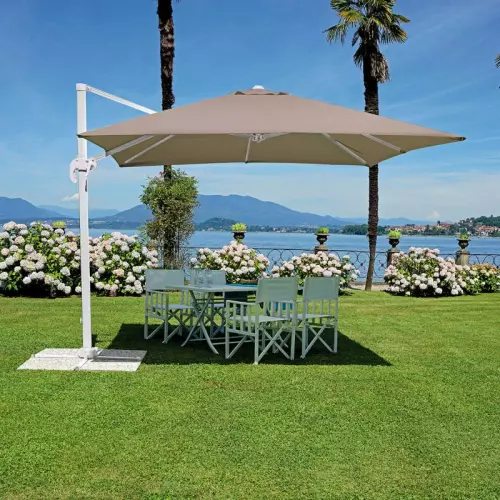 Ombrellone quadrato RODI 3 x 3 m in alluminio, con maniglione : TORTORA