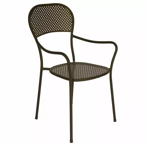 Sedia da giardino in ferro ARIZONA con braccioli e schienale ovale