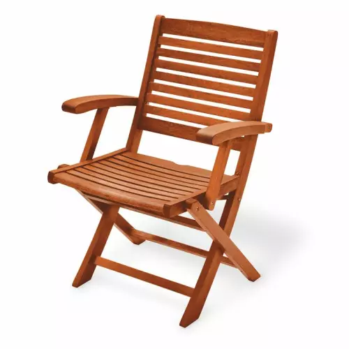 Poltrona da giardino in legno di keruing MARANTA, con braccioli e pieghevole