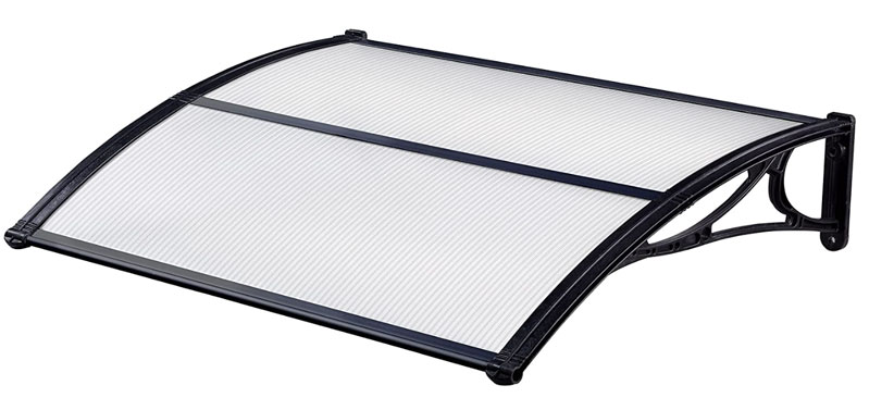 Pensilina in policarbonato e ABS P 100 x L 120 cm, copertura alveolare satinata