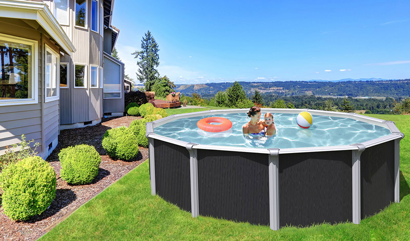 Piscina fuori terra in acciaio color antracite STEELDESIGN Piscina fuori terra in acciaio color antracite STEELDESIGN