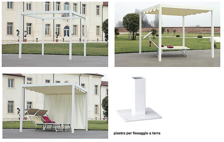 Gazebo da giardino LINOSA in alluminio, con tende scorrevoli