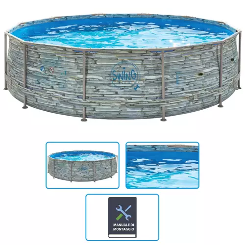 Piscina Fuori Terra METAL FRAME STONE DESIGN Ø 3,66 x h.0,91 m