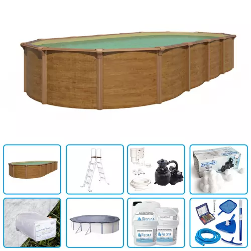 Piscina fuori terra STEELWOOD Omega - 9,15 x 4,60 x h.1,32 m - KIT PRO