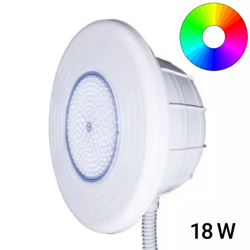 Faro LED per piscina con liner PVC Ø 320 mm RGB da 800 Lumen - 18 W con nicchia in ABS e scatola di derivazione