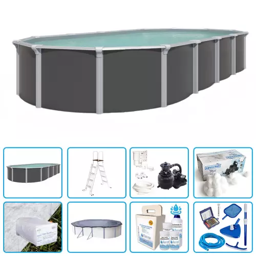 Piscina fuori terra STEELDESIGN Omega - 7,30 x 3,65 x h.1,32 m - KIT PRO