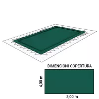 Copertura Invernale per piscina Polartex® CLASSIC 400 PVC rettangolare 8,00 x 4,00 m con Occhielli e Corda elastica