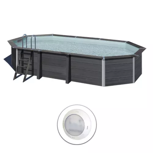 Piscina in legno composito WPC WOOD 6,64 x 3,86 x h 1,24 m