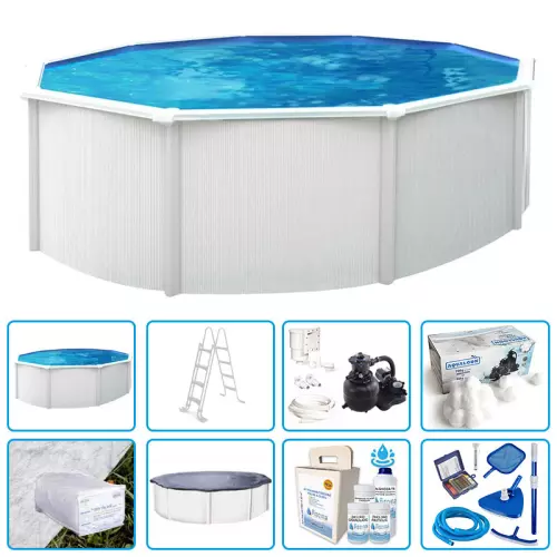 Piscina fuori terra STEEL White - Ø 4,60 x h.1,20 m - KIT PRO