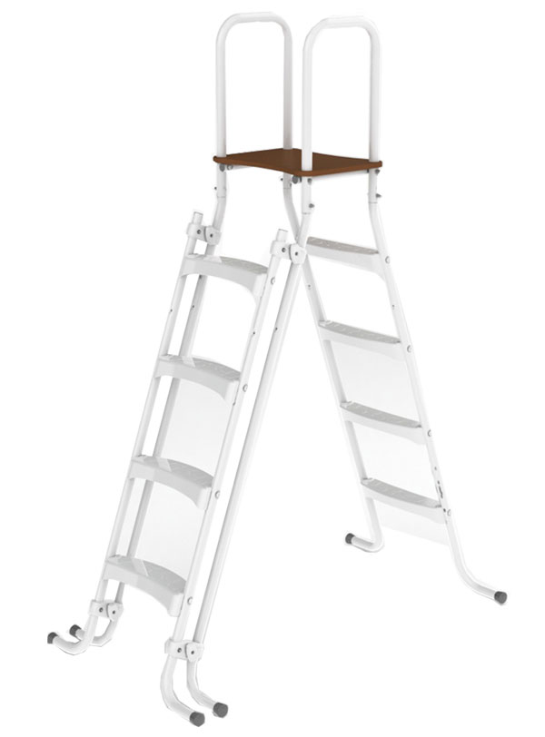 Scaletta di sicurezza in metallo 2x4 gradini h 1,40 m - con piattaforma